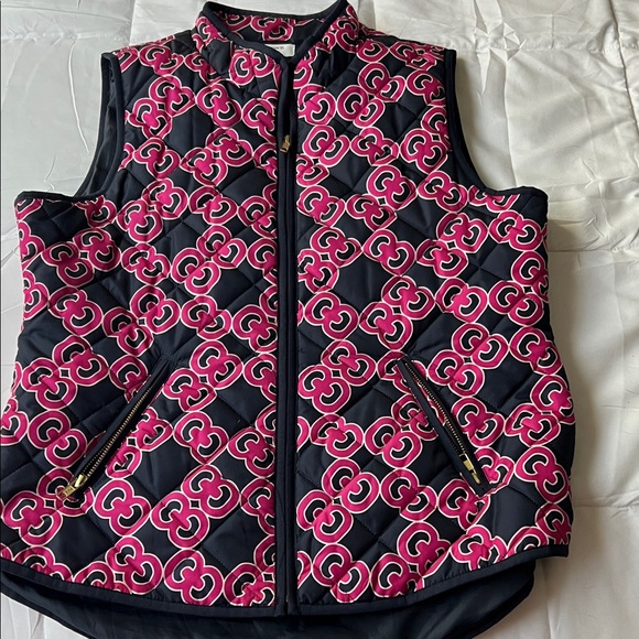crown & ivy Jackets & Blazers - Crown & Ivy Navy Vest with Pink Pattern
